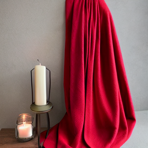Hearth-Red Wool Shawl with Fringe