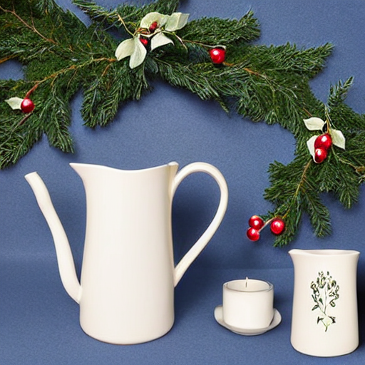 Holly Garland Ceramic Pitcher